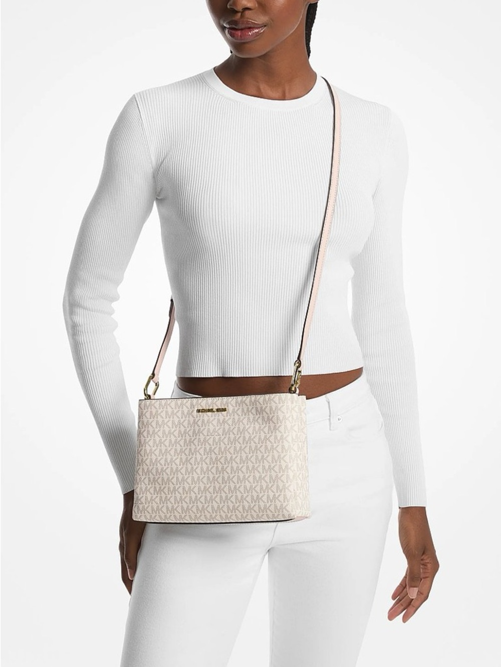 Michael Kors Pink Leather Crossbody with Gold Hardware